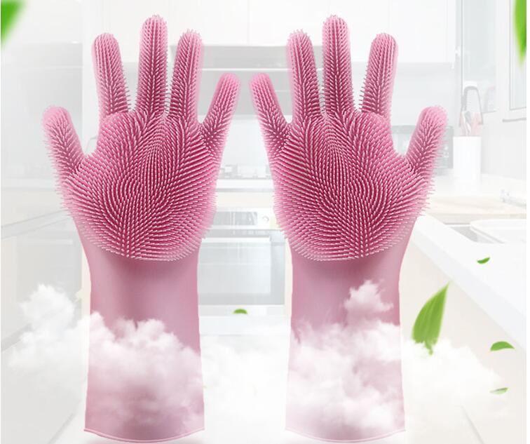 Silicone Heat-resistant Cleaning Brush Scrubbing Gloves - Minihomy