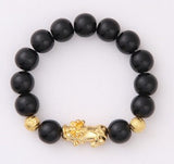 Obsidian 18K Gold Beads Bracelet Men Women - Minihomy