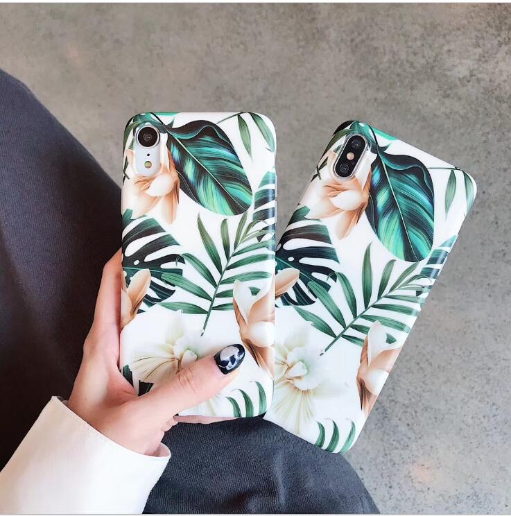 Flowers Banana Leaf Art Phone Case For IPhoneXS Max XR 6S 6 7 8 Plus X Retro Soft Floral Phone Back Case With Flowers Style