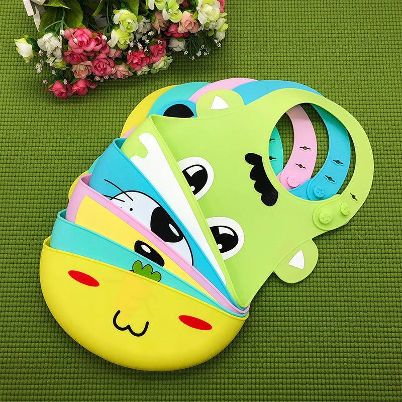 Baby food grade silicone food meal pockets Children's dinner pockets Waterproof disposable cartoon bibs - Minihomy