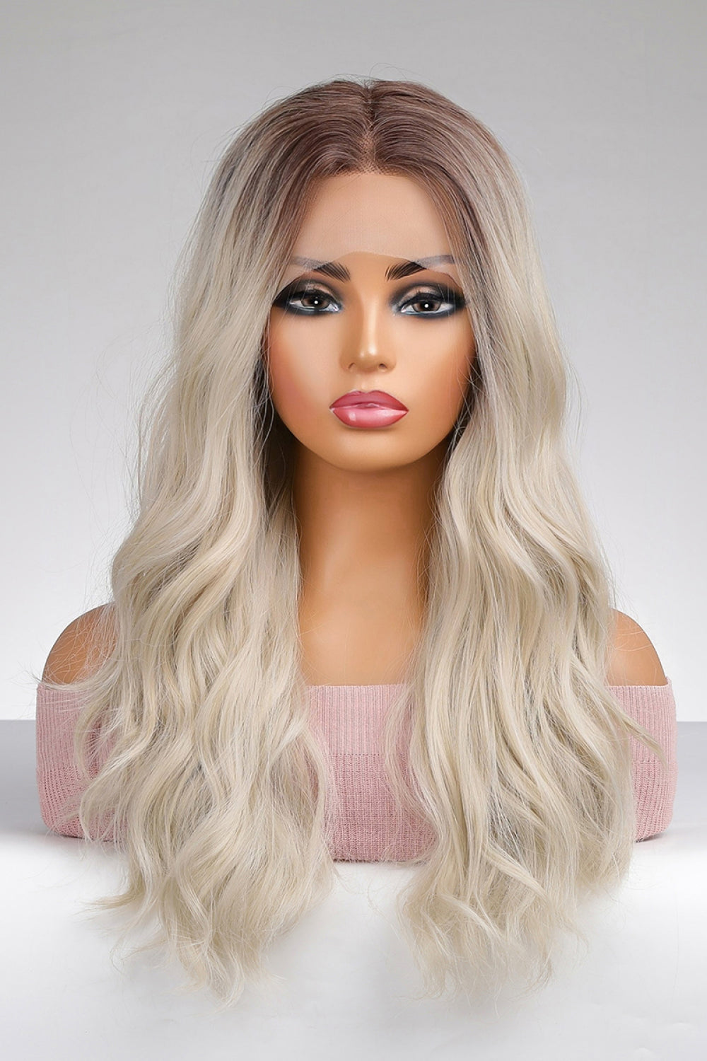 13*2" Lace Front Wigs Synthetic Long Wave 26" 150% Density in Blonde Balayage - Minihomy