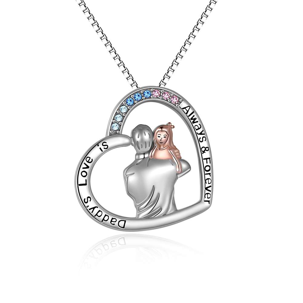 Father Daughter Necklace Sterling Silver Girls Pendant Jewelry Gift - Minihomy