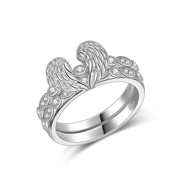 Angel Wings Gift For Women 925 Sterling Silver Cute Animals Ring Jewelry For Women