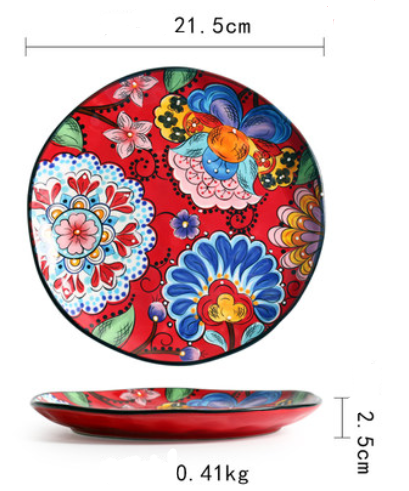 Underglaze Ceramic Tableware Bohemian Household Dishes