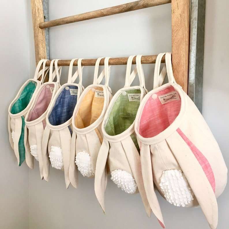 Fabric Bunny Ear Easter Bag Hanging - Minihomy