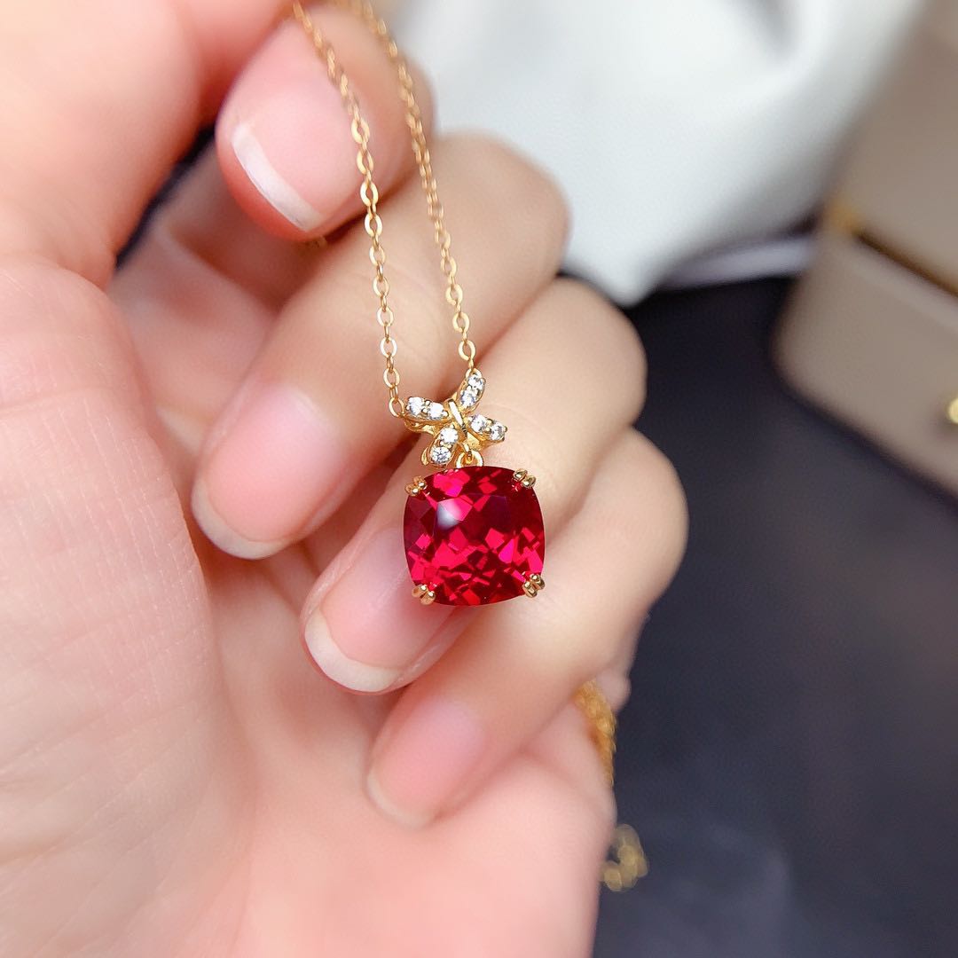 Fine Red Corundum Suit Female Ring Pendant - Minihomy