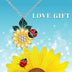 Sunflower Necklace S925 Sterling Silver Ladybug Pendant Necklace Jewelry Gifts for Girlfriend Mom