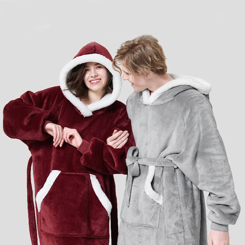 Winter Hoodie Blanket With Button Design Warm Home Clothes Women Men Oversized Pullover