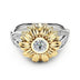 Gold-plated couple ring sunflower flower color separation zircon ring - Minihomy