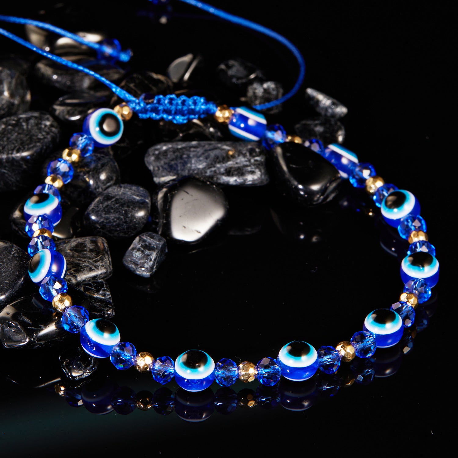 Eye Crystal Bead Pull Adjustable Bracelet - Minihomy