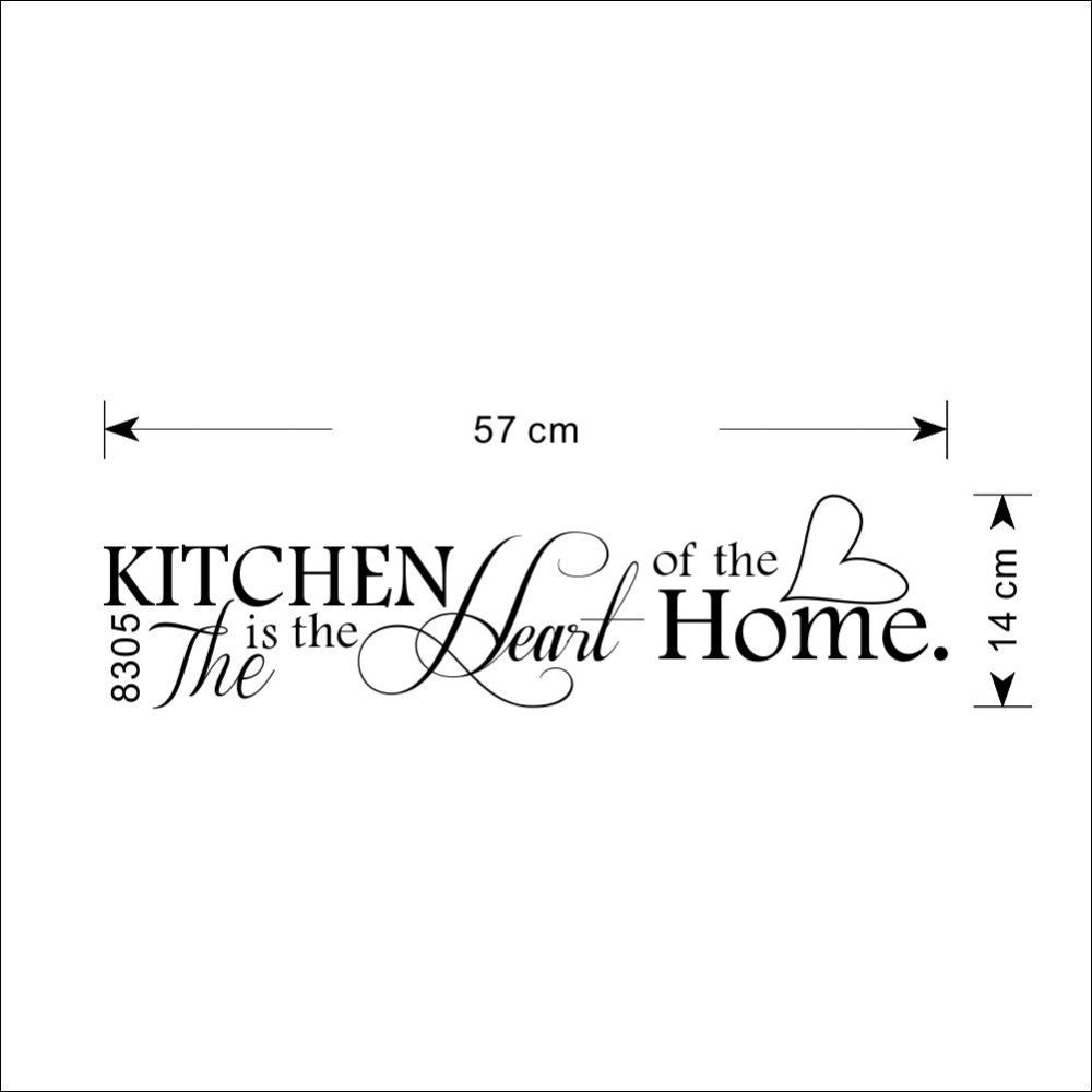 Kitchen Is Heart Of The Home Letter Pattern Wall Sticker PVC Removable Home Decor DIY Wall Art MURAL - Minihomy