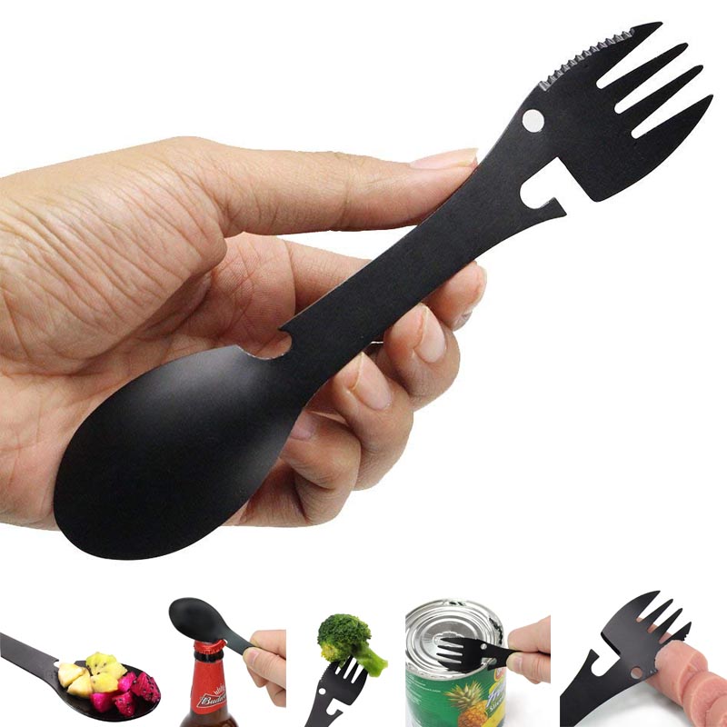 Tableware Multitool Bottle Stainless Steel Cutlery Flatware Utensil Fork Can Opener Spork Picnic Multi Tool