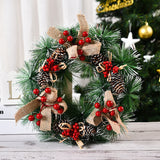 Christmas Artificial Pinecone Red Berries Wreath Front Door Window Decoration