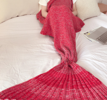 Mermaid Blanket Handmade Knitted Sleeping Wrap TV Sofa Mermaid Tail Blanket Kids - Minihomy