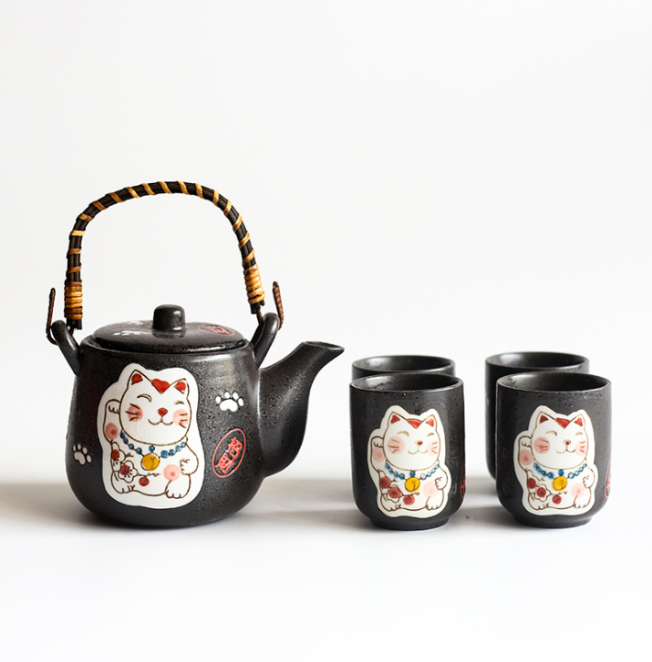 Creative Hand-painted Lucky Cat Ceramic Tea Set - Minihomy