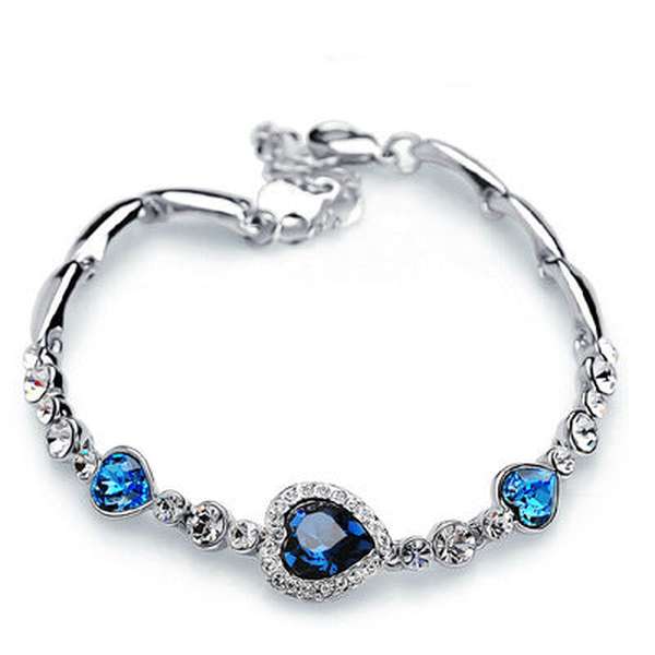 Heart-shaped Heart Zircon Crystal Diamond Bracelet - Minihomy