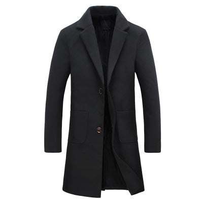 Mid-length Coat Men's Slim Handsome Woolen Coat - Minihomy