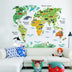 animal world map wall stickers for kids rooms living room home decorations decal mural art diy office wall art - Minihomy