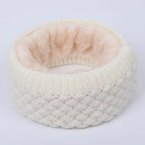 Winter warm men and women solid color wool knit plus velvet thick collar