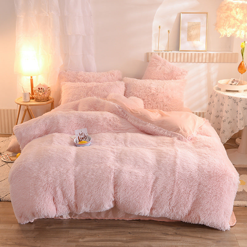 Duvet Cover Queen King Winter Warm Bed Quilt Cover Pillowcase Fluffy Plush Shaggy Bedclothes Bedding Set - Minihomy