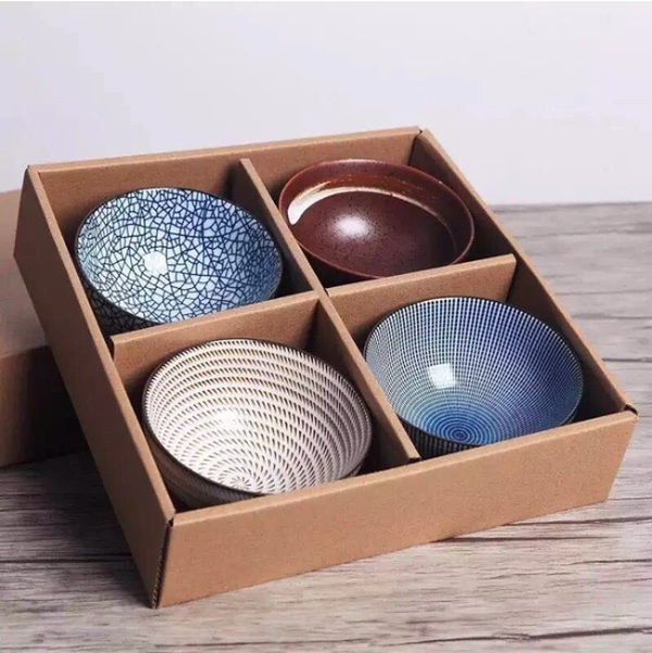 Japanese Inspired Porcelain Bowls (4-Set) - Minihomy