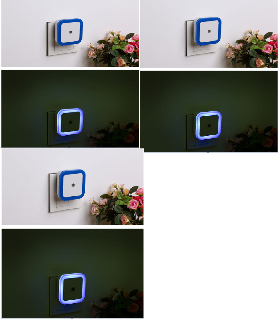 Intelligent LED sensor light Four square halo night light Creative gift plug-in energy-saving human body night light - Minihomy