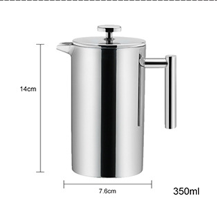 Double Stainless Steel Coffee Pot French Coffee Press Pot Insulation Pot Tea Maker Pressure Pot - Minihomy