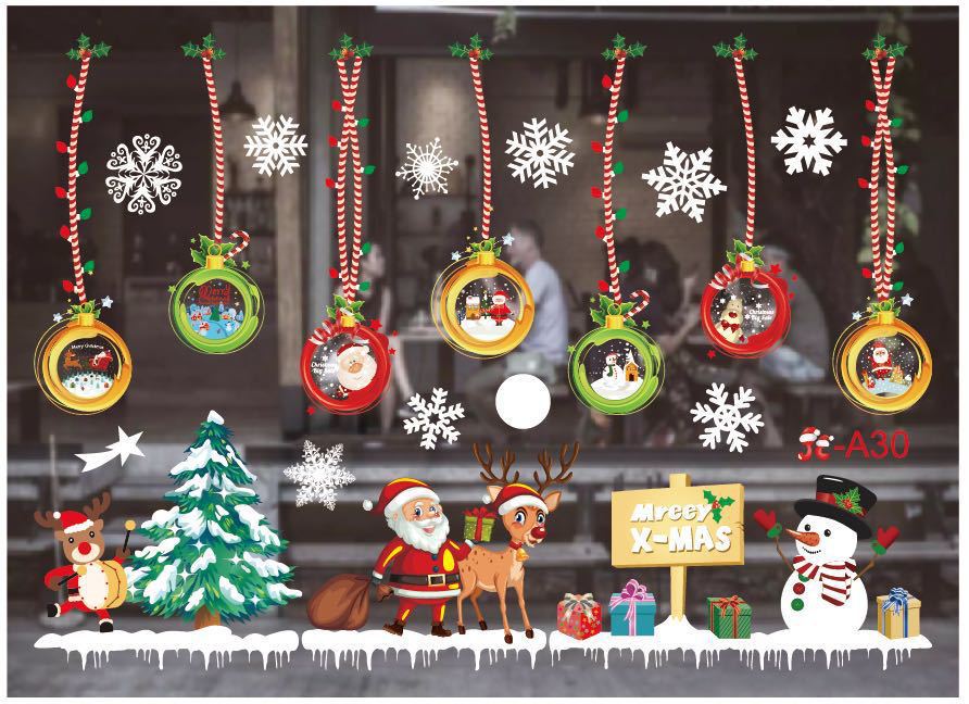 Christmas decorations store window stickers - Minihomy