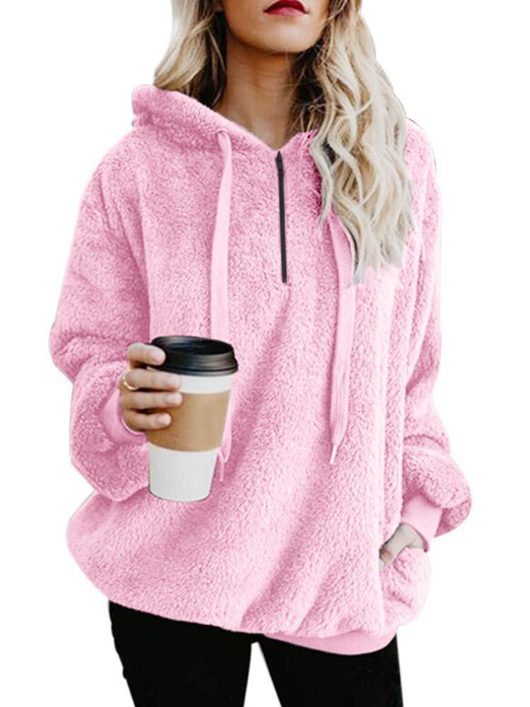 Plus Size Fall Winter Long Sleeve Plush Hooded Shirt Warm Sweatshirt