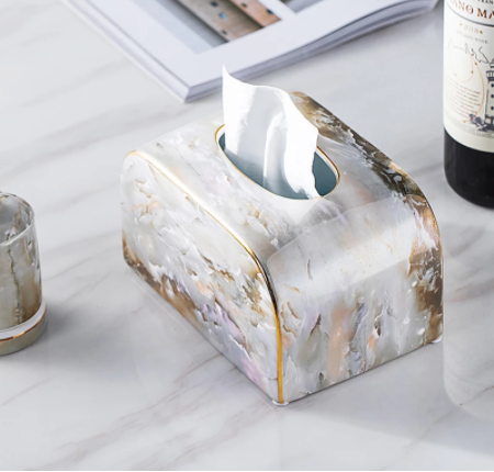 Light Luxury Marbled Paper Towel Decoration Coffee Table Dining Table Napkin Box Home Living Room - Minihomy