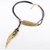 3 Colors Black Rope Multilayer Feather Leaf Tassels Pendant Necklace - Minihomy