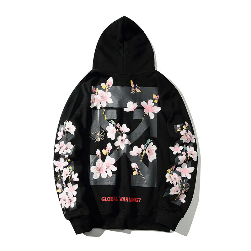 Flower Embroidery Hooded Sweatshirts Men's Hip Hop Hoodie - Minihomy