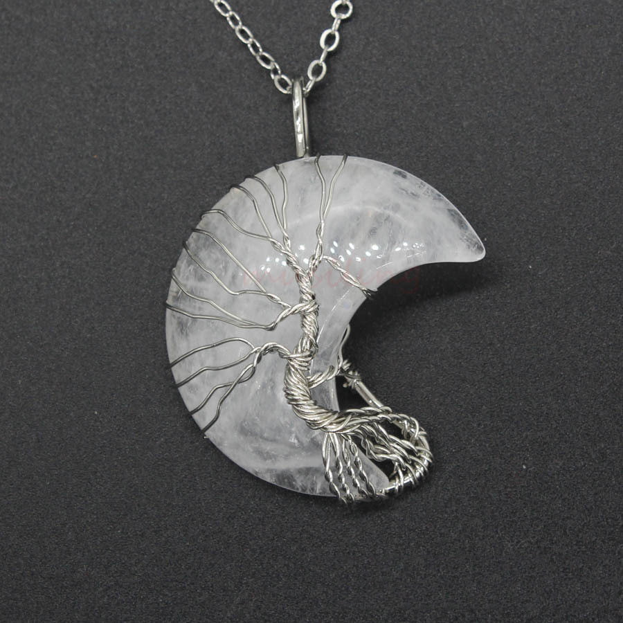 Natural Crystal Moon Pendant - Minihomy