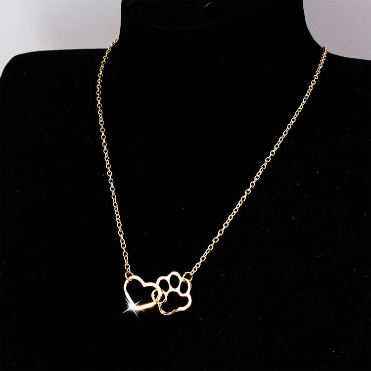 Dog claw heart pendant hollow clavicle chain - Minihomy