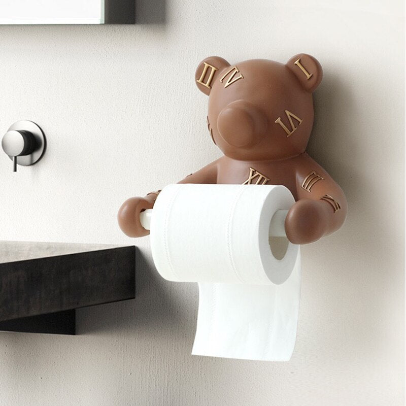 Bear Wall Tissue Box Holder Decor Head Animal State Tissue Roll Toilet Paper - Minihomy