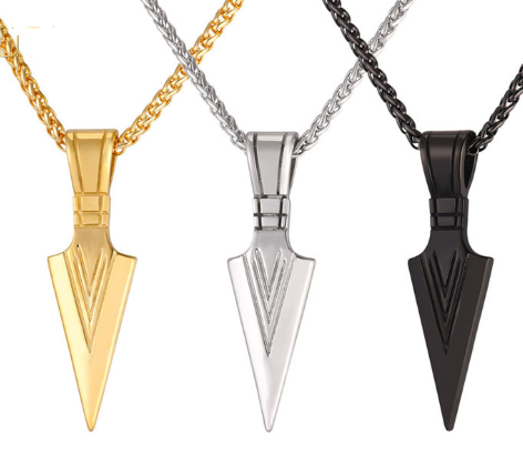 Men stainless steel spear necklace with chain - Minihomy