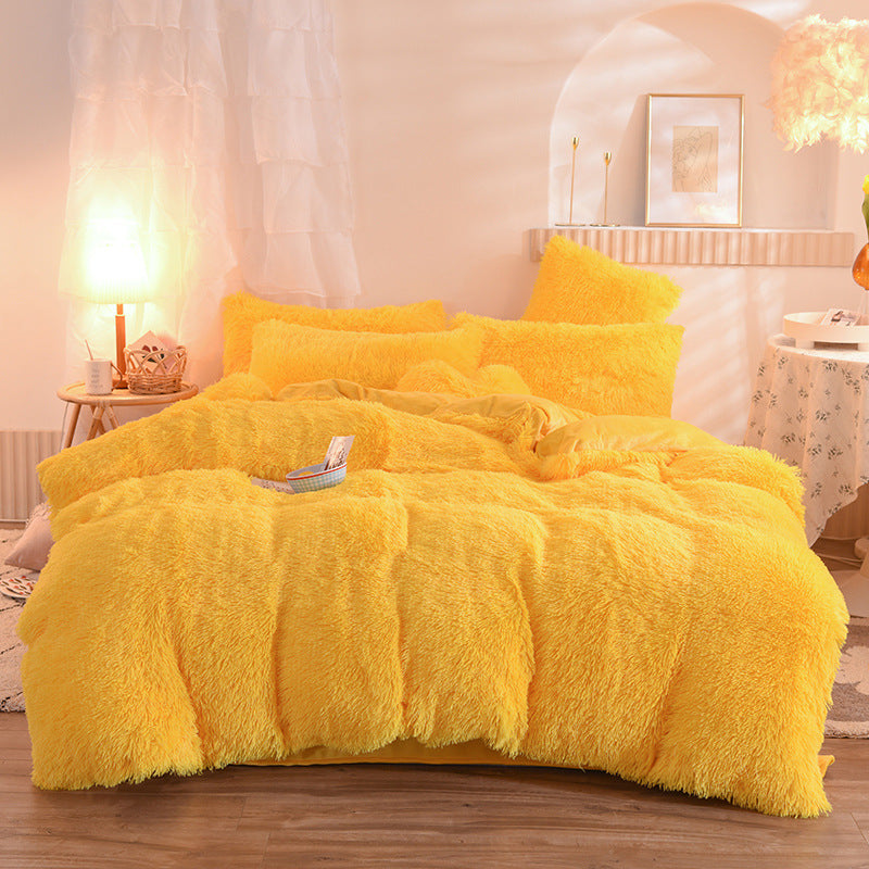 Duvet Cover Queen King Winter Warm Bed Quilt Cover Pillowcase Fluffy Plush Shaggy Bedclothes Bedding Set