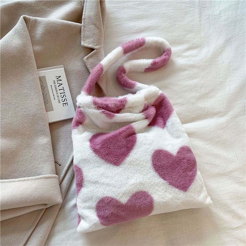 Love Heart Shoulder Bags Plush For Women