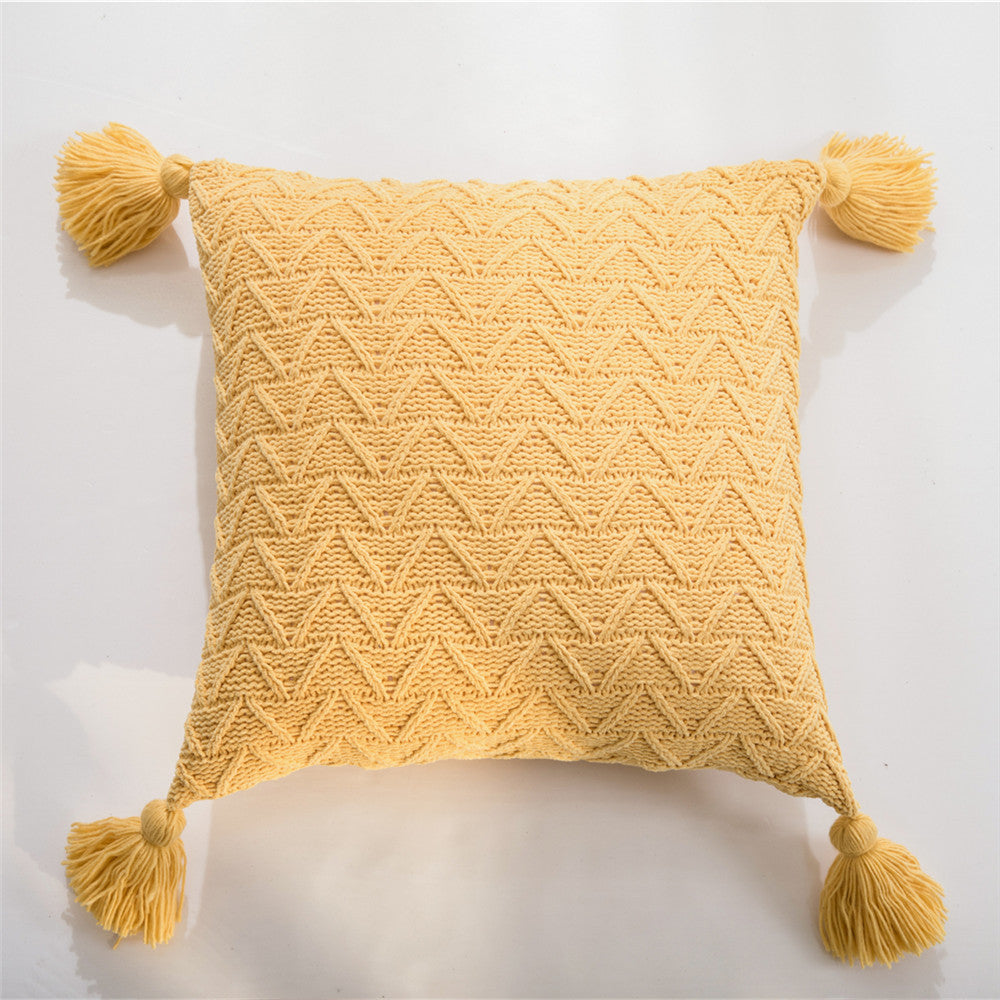 Chenille knitted quilted pillowcase - Minihomy