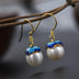 Cloisonne 925 Silver Earrings Sukhothai gold jewelry design freshwater pearl earrings  lotus female - Minihomy