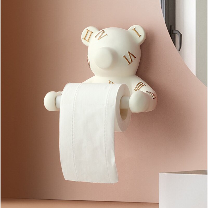 Bear Wall Tissue Box Holder Decor Head Animal State Tissue Roll Toilet Paper - Minihomy