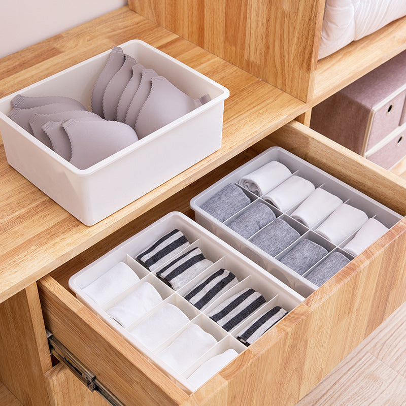 Creative multi-grid household plastic covered underwear drawer finishing box bra underwear socks storage finishing box - Minihomy