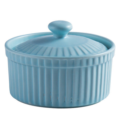 Nordic style ceramic baking bowl with lid - Minihomy