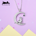 925 Silver Moon Cat Korean Trendy Topaz Pendant