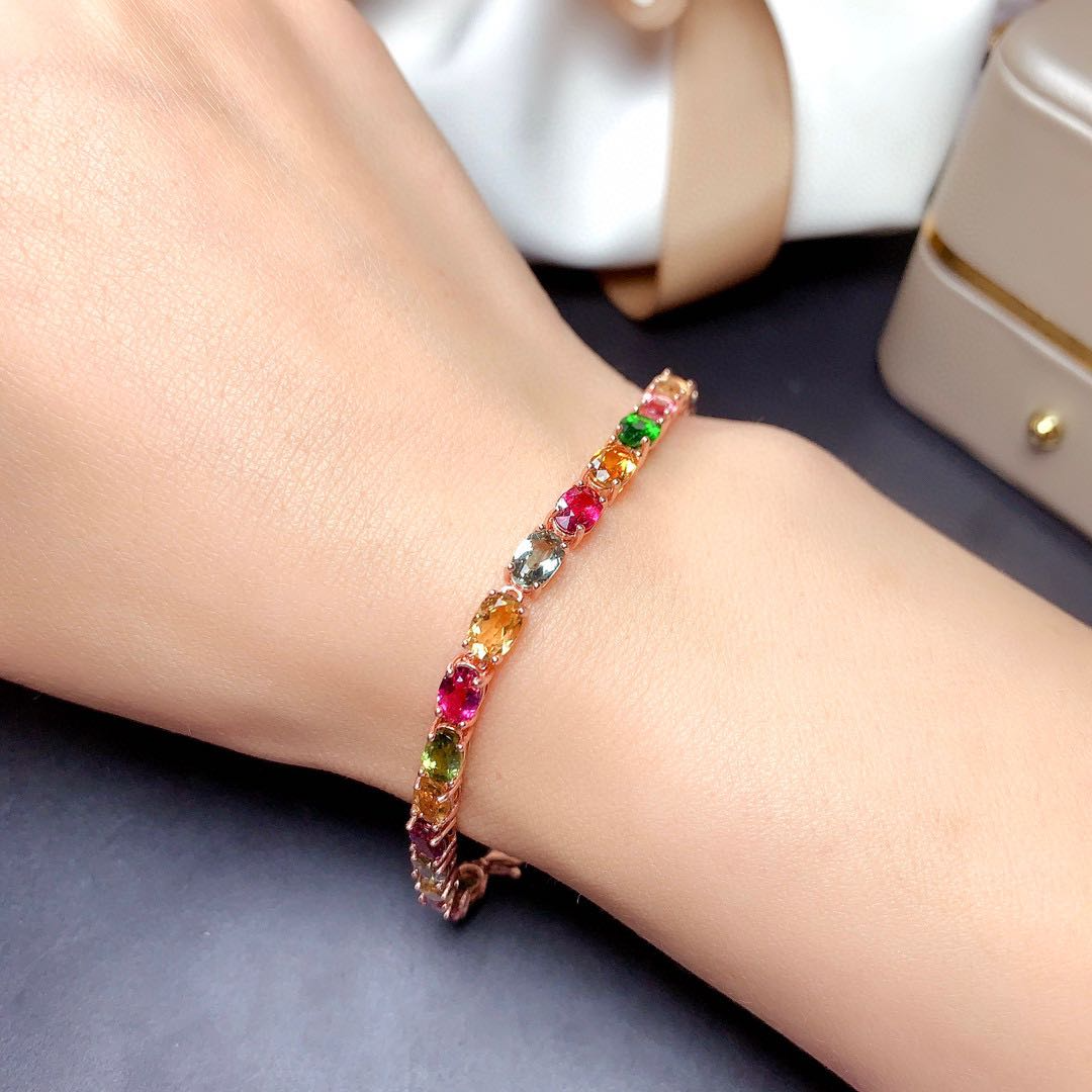 Natural Candy Color Tourmaline Bracelet Female Crystals - Minihomy