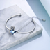 Sterling Silver Blue Butterfly Crystal Bracelet Bangle for Women