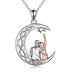 Celtic Moon Pendant Necklace Gifts for Girlfriend Sterling Silver