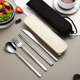 304 Dinnerware Set Flatware Kitchen Accessories Camping Travel Sets Gold Knife Fork Spoon Portable Cutlery Sets With Case - Minihomy