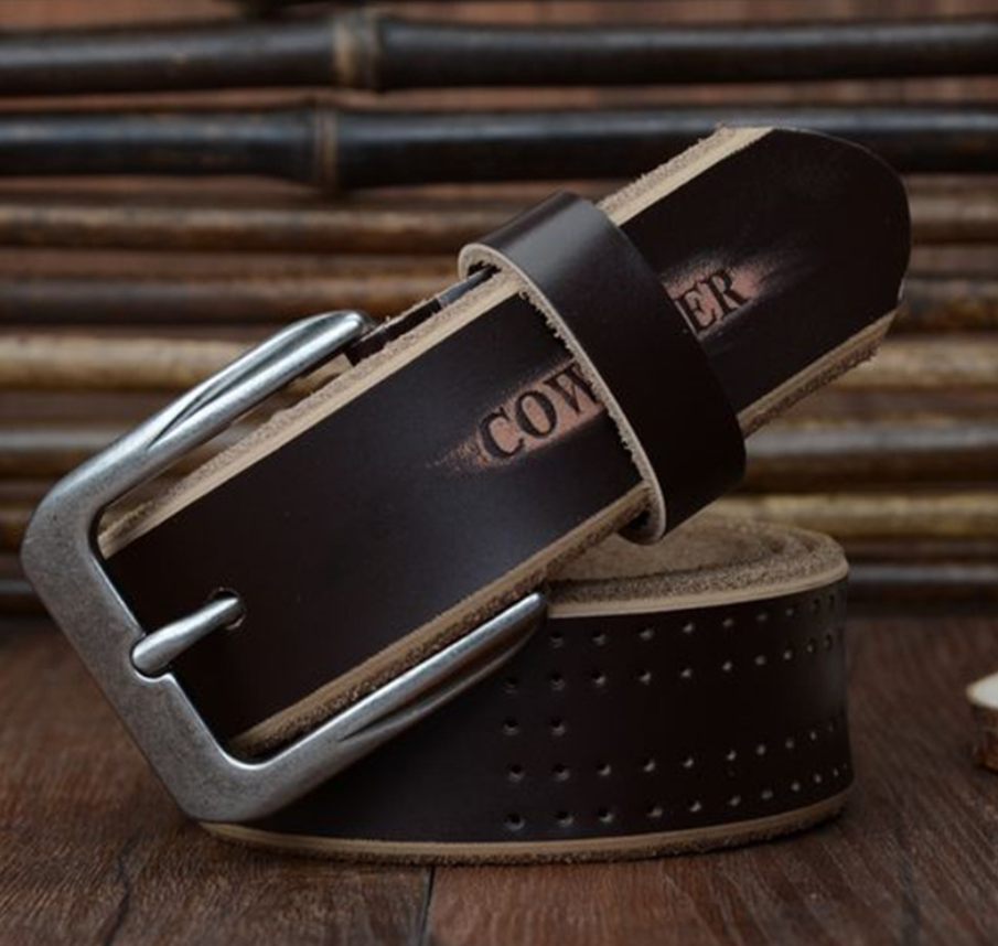 Men's Genuine Leather Belt - Casual Dress Belt for Jeans & Pants