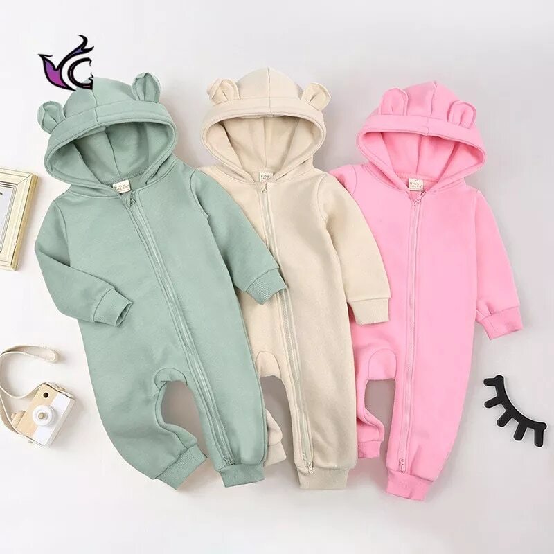 Winter New Baby Jumpsuits For Men And Women Baby Plus Velvet Clothes